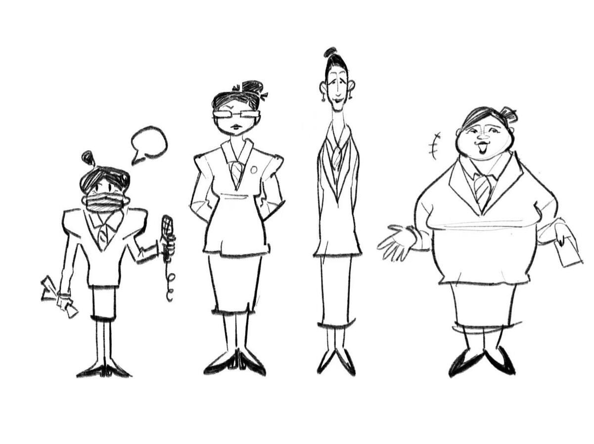 Airport Flight Attendant Sketches