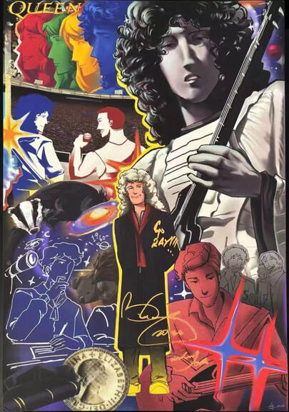 Queen Tribute Piece - Hand Autographed By Sir Brian May