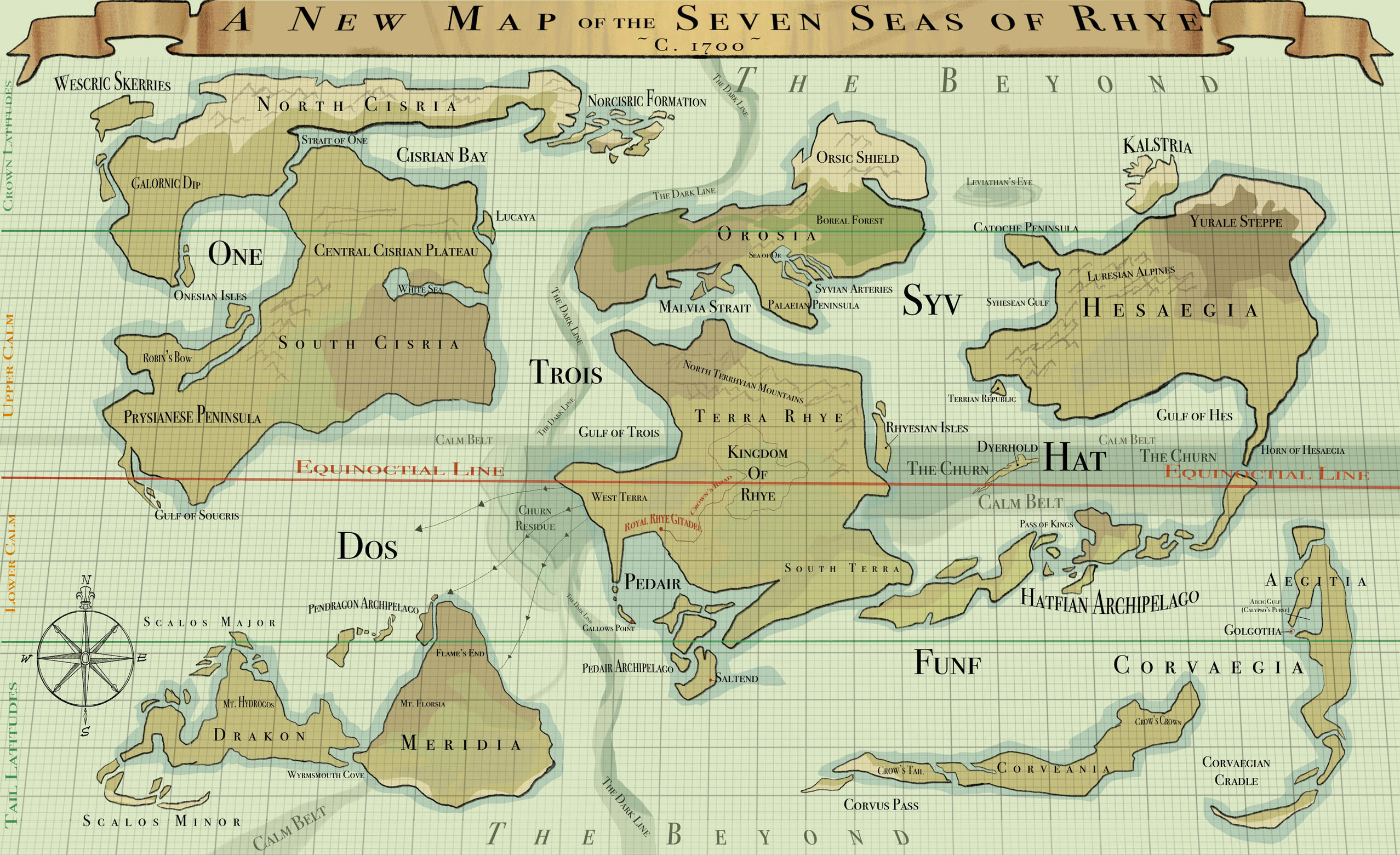 A General Map of the Seven Seas of Rhye World Building project